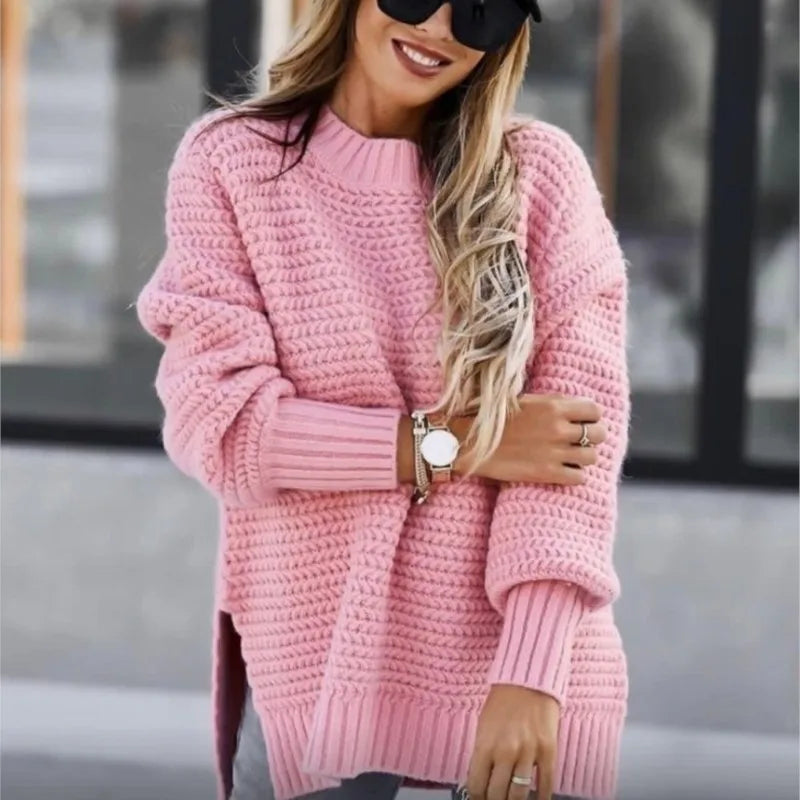 Nimbella 's Casual Losse En Luie Stijl Pullover Ronde Hals Gebreide Trui